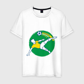 Мужская футболка хлопок с принтом Футболист в Курске, 100% хлопок | прямой крой, круглый вырез горловины, длина до линии бедер, слегка спущенное плечо. | 
