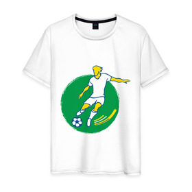 Мужская футболка хлопок с принтом Футболист 4 в Курске, 100% хлопок | прямой крой, круглый вырез горловины, длина до линии бедер, слегка спущенное плечо. | football | футбол