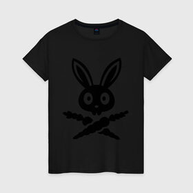 Женская футболка хлопок с принтом Кролики-пираты в Курске, 100% хлопок | прямой крой, круглый вырез горловины, длина до линии бедер, слегка спущенное плечо | пират