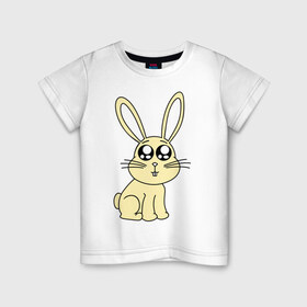 Детская футболка хлопок с принтом Милый зайчонок в Курске, 100% хлопок | круглый вырез горловины, полуприлегающий силуэт, длина до линии бедер | глаза | зайчик | заяц | маленький | милый