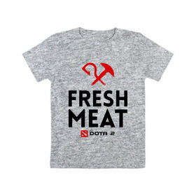 Детская футболка хлопок с принтом Fresh meat в Курске, 100% хлопок | круглый вырез горловины, полуприлегающий силуэт, длина до линии бедер | Тематика изображения на принте: dota | fresh | meat | pudge | дота | мясо | пудж | свежее