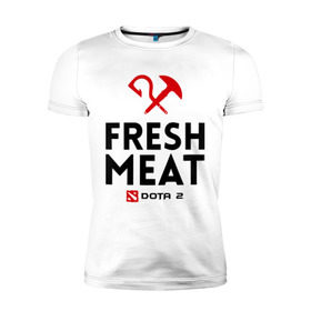 Мужская футболка премиум с принтом Fresh meat в Курске, 92% хлопок, 8% лайкра | приталенный силуэт, круглый вырез ворота, длина до линии бедра, короткий рукав | Тематика изображения на принте: dota | fresh | meat | pudge | дота | мясо | пудж | свежее