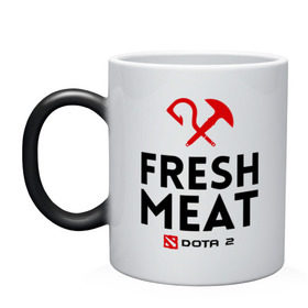 Кружка хамелеон с принтом Fresh meat в Курске, керамика | меняет цвет при нагревании, емкость 330 мл | Тематика изображения на принте: dota | fresh | meat | pudge | дота | мясо | пудж | свежее
