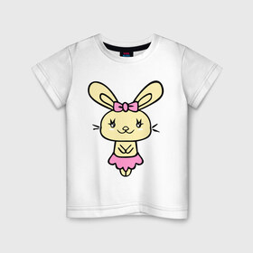Детская футболка хлопок с принтом Зайка - девочка в Курске, 100% хлопок | круглый вырез горловины, полуприлегающий силуэт, длина до линии бедер | 
