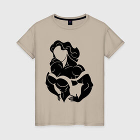 Женская футболка хлопок с принтом Фитоняшка в Курске, 100% хлопок | прямой крой, круглый вырез горловины, длина до линии бедер, слегка спущенное плечо | 