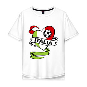 Мужская футболка хлопок Oversize с принтом Сборная Италии по футболу в Курске, 100% хлопок | свободный крой, круглый ворот, “спинка” длиннее передней части | Тематика изображения на принте: football | italia | team | италия | сборная | флаг италии | футбол | футбольный мяч