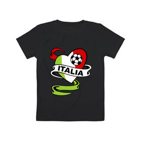 Детская футболка хлопок с принтом Сборная Италии по футболу в Курске, 100% хлопок | круглый вырез горловины, полуприлегающий силуэт, длина до линии бедер | Тематика изображения на принте: football | italia | team | италия | сборная | флаг италии | футбол | футбольный мяч