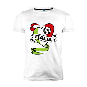 Мужская футболка премиум с принтом Сборная Италии по футболу в Курске, 92% хлопок, 8% лайкра | приталенный силуэт, круглый вырез ворота, длина до линии бедра, короткий рукав | Тематика изображения на принте: football | italia | team | италия | сборная | флаг италии | футбол | футбольный мяч