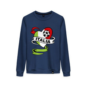 Женский свитшот хлопок с принтом Сборная Италии по футболу в Курске, 100% хлопок | прямой крой, круглый вырез, на манжетах и по низу широкая трикотажная резинка  | football | italia | team | италия | сборная | флаг италии | футбол | футбольный мяч