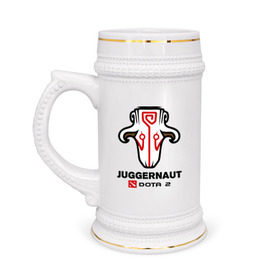 Кружка пивная с принтом Juggernaut Dota2 в Курске,  керамика (Материал выдерживает высокую температуру, стоит избегать резкого перепада температур) |  объем 630 мл | dota | juggernaut | джаггернаут | дота
