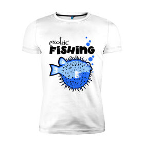 Мужская футболка премиум с принтом Экзотическая рыбалка в Курске, 92% хлопок, 8% лайкра | приталенный силуэт, круглый вырез ворота, длина до линии бедра, короткий рукав | exotic | fishing | еж | рыбалка | экзотическая