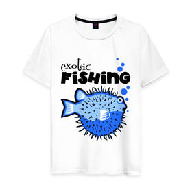 Мужская футболка хлопок с принтом Экзотическая рыбалка в Курске, 100% хлопок | прямой крой, круглый вырез горловины, длина до линии бедер, слегка спущенное плечо. | exotic | fishing | еж | рыбалка | экзотическая