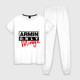 Женская пижама хлопок с принтом Armin only - mirage в Курске, 100% хлопок | брюки и футболка прямого кроя, без карманов, на брюках мягкая резинка на поясе и по низу штанин | addicted | buuren | mirage | van | аrmin