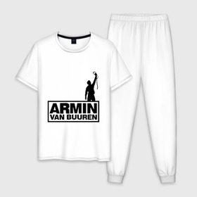 Мужская пижама хлопок с принтом Armin van buuren в Курске, 100% хлопок | брюки и футболка прямого кроя, без карманов, на брюках мягкая резинка на поясе и по низу штанин
 | addicted | buuren | van | аrmin