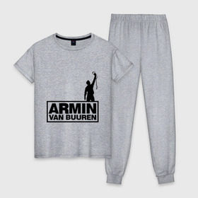 Женская пижама хлопок с принтом Armin van buuren в Курске, 100% хлопок | брюки и футболка прямого кроя, без карманов, на брюках мягкая резинка на поясе и по низу штанин | addicted | buuren | van | аrmin