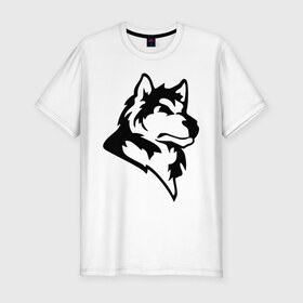 Мужская футболка премиум с принтом Дикий волк в Курске, 92% хлопок, 8% лайкра | приталенный силуэт, круглый вырез ворота, длина до линии бедра, короткий рукав | 