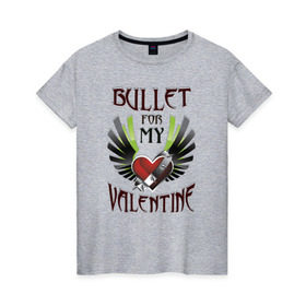 Женская футболка хлопок с принтом Bullet for my Valentine в Курске, 100% хлопок | прямой крой, круглый вырез горловины, длина до линии бедер, слегка спущенное плечо | bullet | for | metal | music | my | valentine