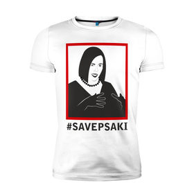 Мужская футболка премиум с принтом SAVE PSAKI в Курске, 92% хлопок, 8% лайкра | приталенный силуэт, круглый вырез ворота, длина до линии бедра, короткий рукав | jan | psaki | savepsaki | джен | дженнифер | псаки