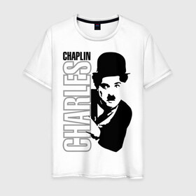Мужская футболка хлопок с принтом Чарльз Чаплин в Курске, 100% хлопок | прямой крой, круглый вырез горловины, длина до линии бедер, слегка спущенное плечо. | кино | котелок | чаплин | чарли