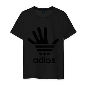 Мужская футболка хлопок с принтом Adios в Курске, 100% хлопок | прямой крой, круглый вырез горловины, длина до линии бедер, слегка спущенное плечо. | adidas | adios | адидас | адьёс | адьос | рука