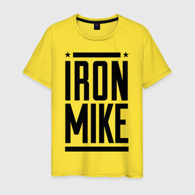 Мужская футболка хлопок с принтом Iron Mike в Курске, 100% хлопок | прямой крой, круглый вырез горловины, длина до линии бедер, слегка спущенное плечо. | iron | mike | бокс | железный | замбидис | майк | чемпион