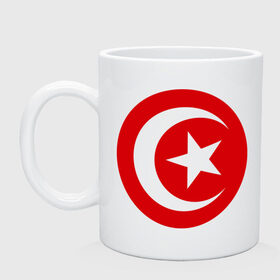 Кружка с принтом Тунис в Курске, керамика | объем — 330 мл, диаметр — 80 мм. Принт наносится на бока кружки, можно сделать два разных изображения | звезда | полумесяц | тунис | флаг