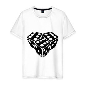 Мужская футболка хлопок с принтом Игральные кубики в Курске, 100% хлопок | прямой крой, круглый вырез горловины, длина до линии бедер, слегка спущенное плечо. | игральные кости | кубик