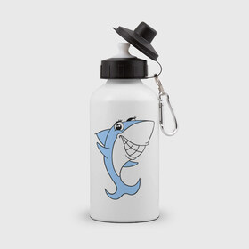 Бутылка спортивная с принтом Акула девочка в Курске, металл | емкость — 500 мл, в комплекте две пластиковые крышки и карабин для крепления | акула | девочка | милая | улыбка
