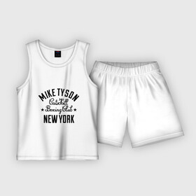 Детская пижама с шортами хлопок с принтом Mike Tyson CatsKill Boxing Club в Курске,  |  | Тематика изображения на принте: boxing | catskill | club | mike | new | tyson | york | бокс | йорк | клуб | майк | нью | тайсон