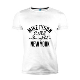 Мужская футболка премиум с принтом Mike Tyson CatsKill Boxing Club в Курске, 92% хлопок, 8% лайкра | приталенный силуэт, круглый вырез ворота, длина до линии бедра, короткий рукав | boxing | catskill | club | mike | new | tyson | york | бокс | йорк | клуб | майк | нью | тайсон