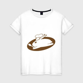 Женская футболка хлопок с принтом Зайка повар в Курске, 100% хлопок | прямой крой, круглый вырез горловины, длина до линии бедер, слегка спущенное плечо | зайка | заяц | колпак | милый | повар