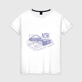 Женская футболка хлопок с принтом NSK в Курске, 100% хлопок | прямой крой, круглый вырез горловины, длина до линии бедер, слегка спущенное плечо | nsk | город | новосибирск | театр