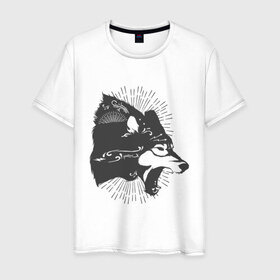Мужская футболка хлопок с принтом Wolf в Курске, 100% хлопок | прямой крой, круглый вырез горловины, длина до линии бедер, слегка спущенное плечо. | 