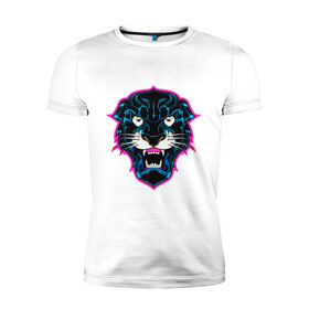 Мужская футболка премиум с принтом Пантера в Курске, 92% хлопок, 8% лайкра | приталенный силуэт, круглый вырез ворота, длина до линии бедра, короткий рукав | art | kat | panther | swag | арт | кошка | пантера | свэг