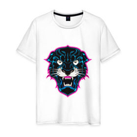 Мужская футболка хлопок с принтом Пантера в Курске, 100% хлопок | прямой крой, круглый вырез горловины, длина до линии бедер, слегка спущенное плечо. | art | kat | panther | swag | арт | кошка | пантера | свэг