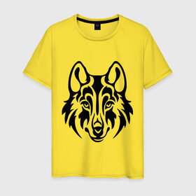 Мужская футболка хлопок с принтом Морда волка в Курске, 100% хлопок | прямой крой, круглый вырез горловины, длина до линии бедер, слегка спущенное плечо. | волк | голова | тату