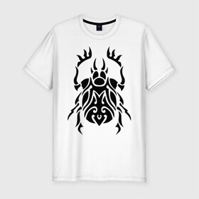 Мужская футболка премиум с принтом Скарабей в Курске, 92% хлопок, 8% лайкра | приталенный силуэт, круглый вырез ворота, длина до линии бедра, короткий рукав | жук | насекомое | скарабей | тату