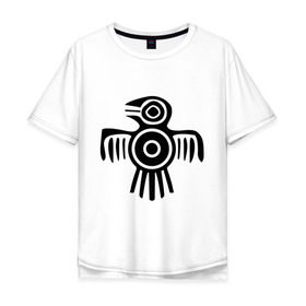 Мужская футболка хлопок Oversize с принтом Египетская птица в Курске, 100% хлопок | свободный крой, круглый ворот, “спинка” длиннее передней части | египет | настенный | петроглиф | птица | рисунок