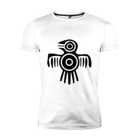 Мужская футболка премиум с принтом Египетская птица в Курске, 92% хлопок, 8% лайкра | приталенный силуэт, круглый вырез ворота, длина до линии бедра, короткий рукав | египет | настенный | петроглиф | птица | рисунок