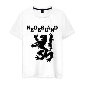Мужская футболка хлопок с принтом Сборная Голландии по Футболу в Курске, 100% хлопок | прямой крой, круглый вырез горловины, длина до линии бедер, слегка спущенное плечо. | Тематика изображения на принте: nederland | герб | голландия | нидерланды | сборная | символ | футбол