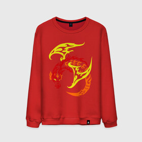 Мужской свитшот хлопок с принтом Пламенный дракон в Курске, 100% хлопок |  | виверна | дракон | огонь | пламя | тату