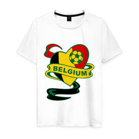 Мужская футболка хлопок с принтом Сборная Бельгии по Футболу в Курске, 100% хлопок | прямой крой, круглый вырез горловины, длина до линии бедер, слегка спущенное плечо. | belgium | бельгия | мяч | сборная | флаг бельгии | футбол