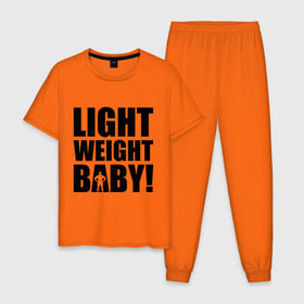 Мужская пижама хлопок с принтом Light weight babby в Курске, 100% хлопок | брюки и футболка прямого кроя, без карманов, на брюках мягкая резинка на поясе и по низу штанин
 | baby | light | weight | вес | детка | крошка | легкий