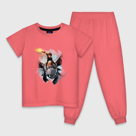 Детская пижама хлопок с принтом Как приручить дракона в Курске, 100% хлопок |  брюки и футболка прямого кроя, без карманов, на брюках мягкая резинка на поясе и по низу штанин
 | дракон | как приручить дракона | мультфильм