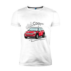 Мужская футболка премиум с принтом Mini Cooper в Курске, 92% хлопок, 8% лайкра | приталенный силуэт, круглый вырез ворота, длина до линии бедра, короткий рукав | mini cooper | автомобиль | машина | мини купер | миникупер
