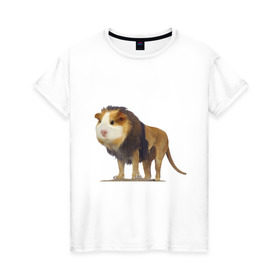 Женская футболка хлопок с принтом Свинолев в Курске, 100% хлопок | прямой крой, круглый вырез горловины, длина до линии бедер, слегка спущенное плечо | swag | лев | морская | свинка | свэг