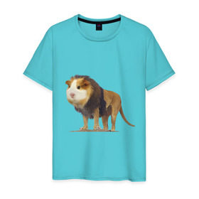 Мужская футболка хлопок с принтом Свинолев в Курске, 100% хлопок | прямой крой, круглый вырез горловины, длина до линии бедер, слегка спущенное плечо. | swag | лев | морская | свинка | свэг