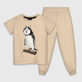 Детская пижама хлопок с принтом Хаскогвин в Курске, 100% хлопок |  брюки и футболка прямого кроя, без карманов, на брюках мягкая резинка на поясе и по низу штанин
 | пингвин