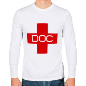 Мужской лонгслив хлопок с принтом Доктор в Курске, 100% хлопок |  | doc | док | доктор | красный | крест