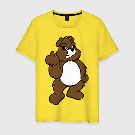 Мужская футболка хлопок с принтом Сердитый мишка в Курске, 100% хлопок | прямой крой, круглый вырез горловины, длина до линии бедер, слегка спущенное плечо. | злой | медведь | мишка | сердитый